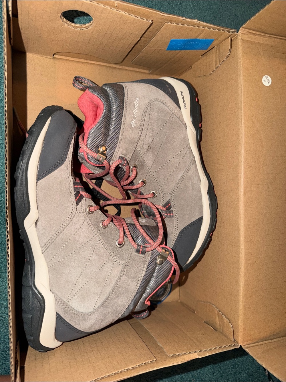 Columbia Grey Suede Lace-Up Hiking Boots with Pink Accents